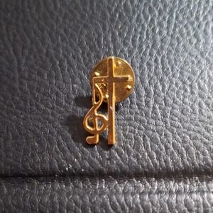 Cross with Music Note Pin
